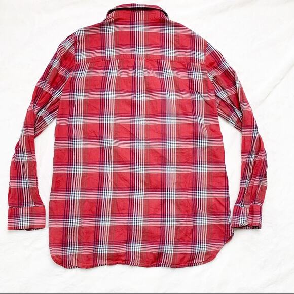 MADEWELL Red Plaid Cotton Button Down Shirt Top - Picture 4 of 8